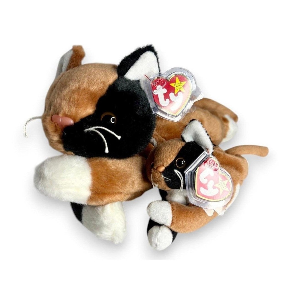 Chip the Cat Duo | Calico Cat Sweethearts | Mint Heart Tags TY Beanie & Buddy